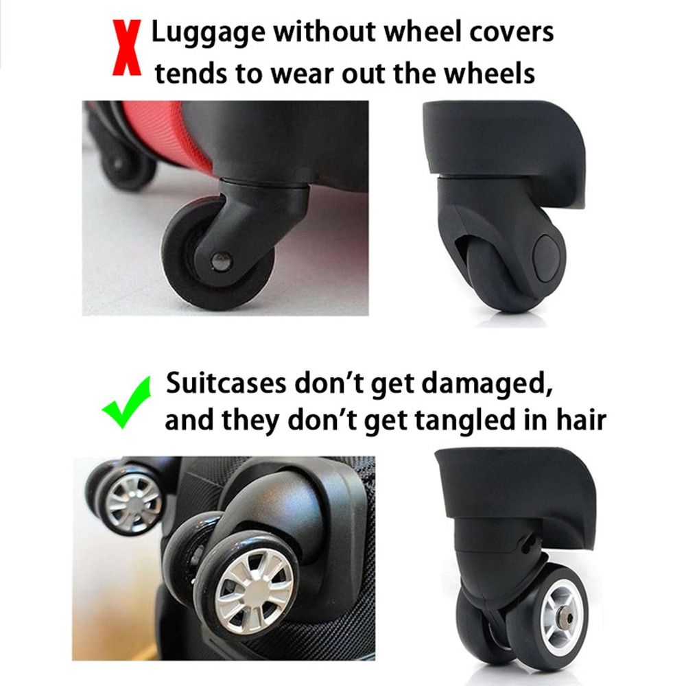 8 Uds. Ruedas para equipaje de viaje, zapatos, maleta de silicona, cubierta protectora para ruedas, Reduce el ruido, cubierta para ruedas de caja de carrito