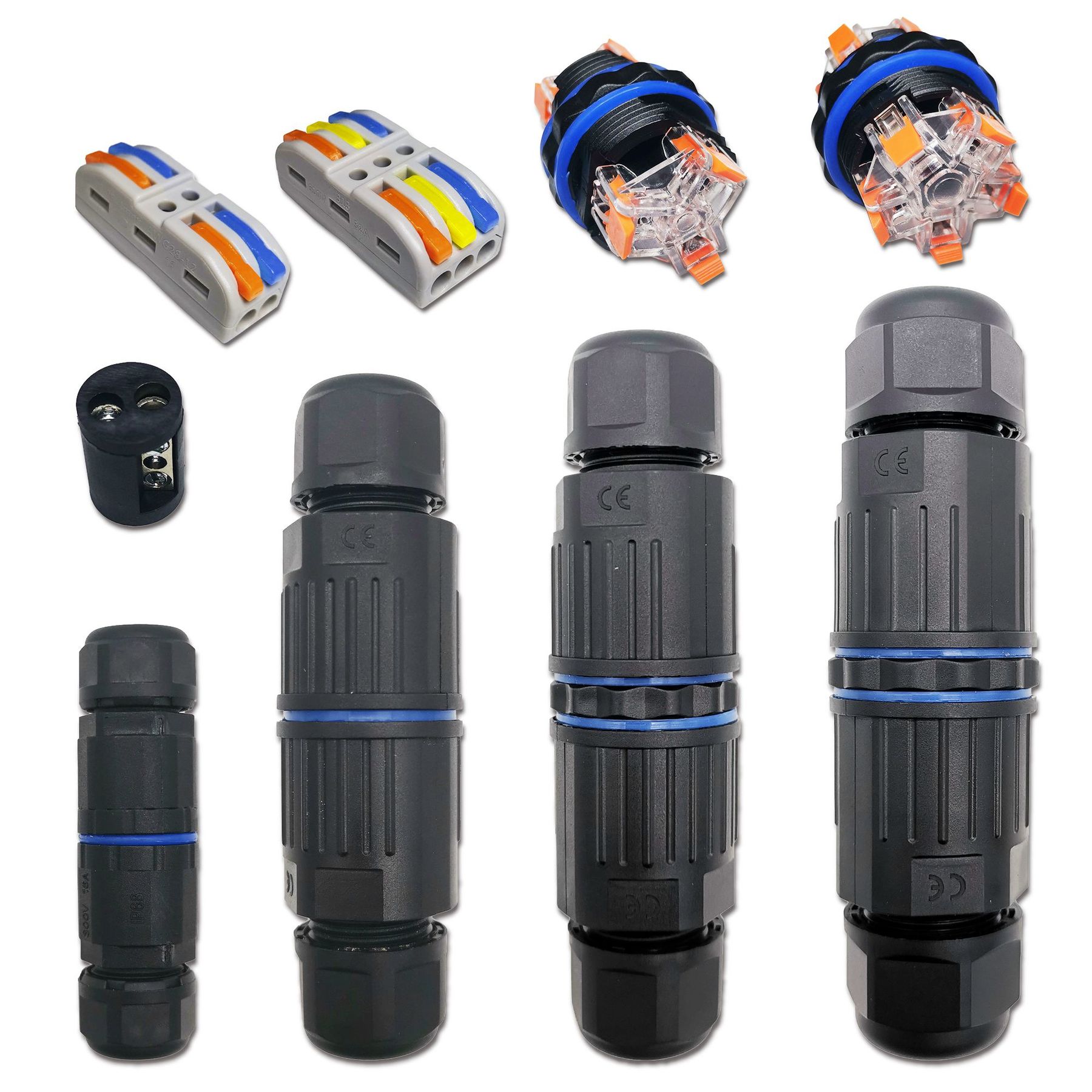 IP68 waterdichte kabelconnector snelaansluiting KVSF-15 2 in 2 uit 2/3/4/5 pin elektrische terminaladapter draadconnector