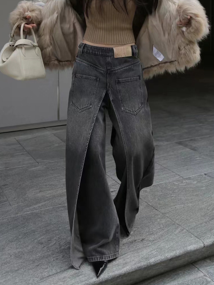 ゴミ Y2K スタイルニューロックヒップホップだぶだぶワイドレッグジーンズパンツ女性 90S 服ヴィンテージストレートレディデニムパンツ Ropa Mujer