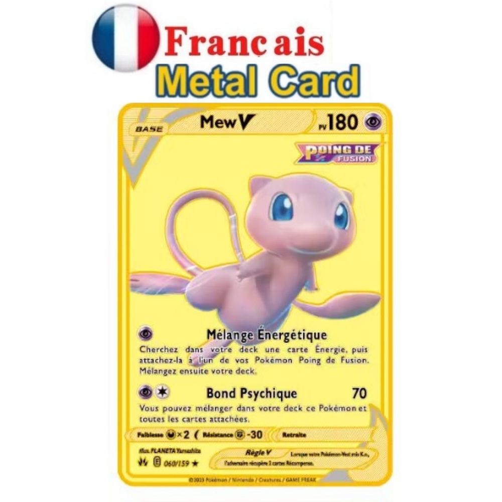 Tarjeta de monstruo de bolsillo francés, carta de monstruo de bolsillo de Metal, tarjeta de hierro de monstruo de bolsillo español Mewtwo Pikachu Gx Charizard Vmax