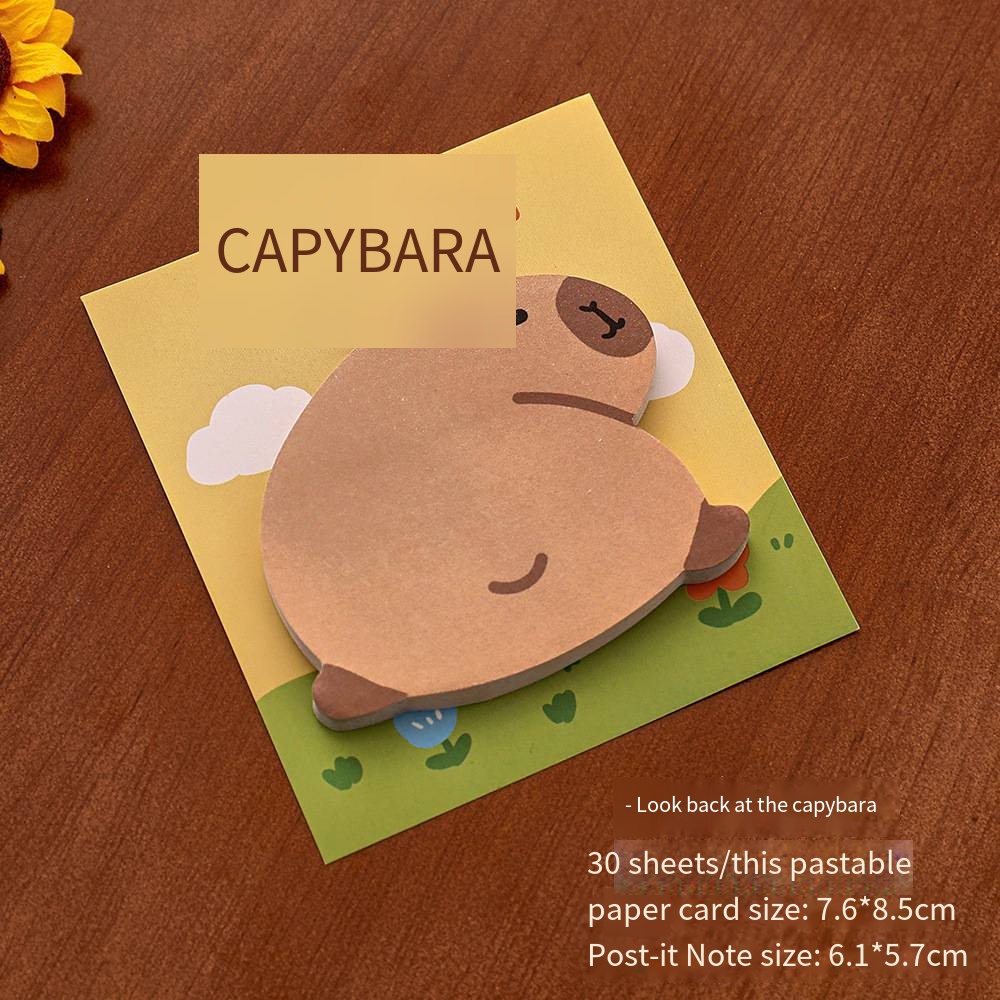 4 pièces dessin animé créatif Capybara en forme de Post-it note étudiant mignon bloc-notes auto-adhésif Kapibala message note N fois