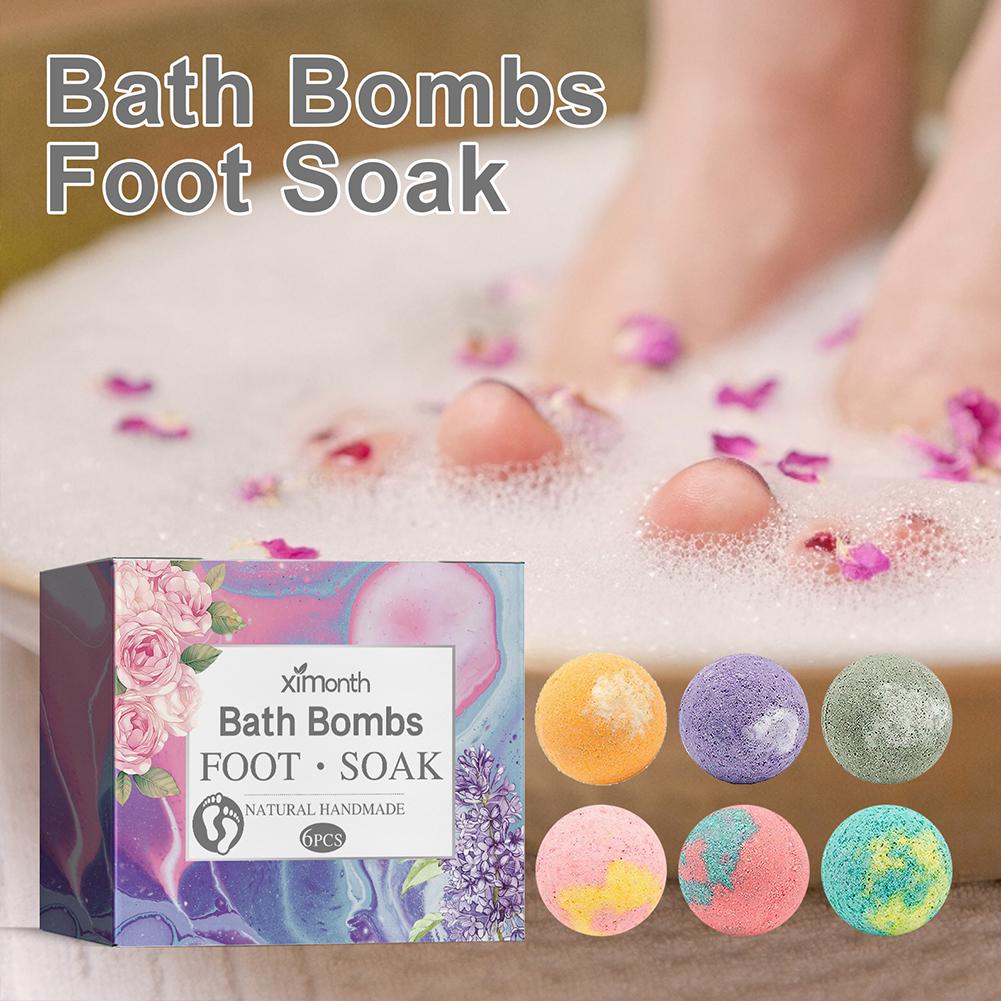 6 unids/caja de aceite esencial de hierbas, Bola de baño de burbujas, baño de Spa orgánico, Mini regalo para pies, bombas de baño naturales hechas a mano, bola N6C2