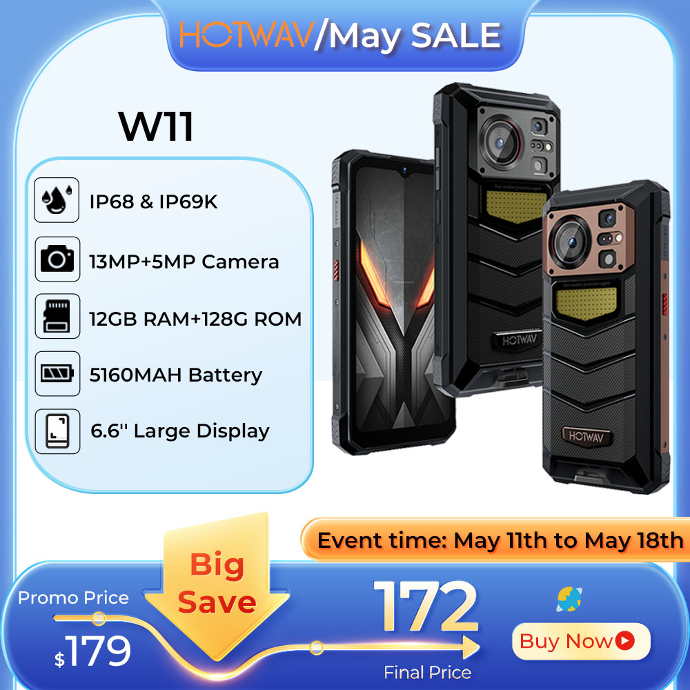HOTWAV W11 teléfono resistente 6,6 ''FHD + 24MP cámara de visión nocturna Smartphone 20800mAh 280LM linterna 33W carga rápida teléfonos móviles