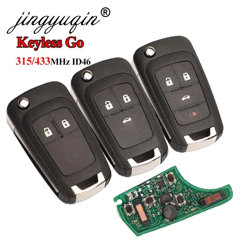 Jingyuqin, 433MHz, Chip ID46, llave remota inteligente sin llave para Chevrolet Cruze, Aveo, Orlando, Trax, Lacrosse, Regal, Verano 2/3/4B