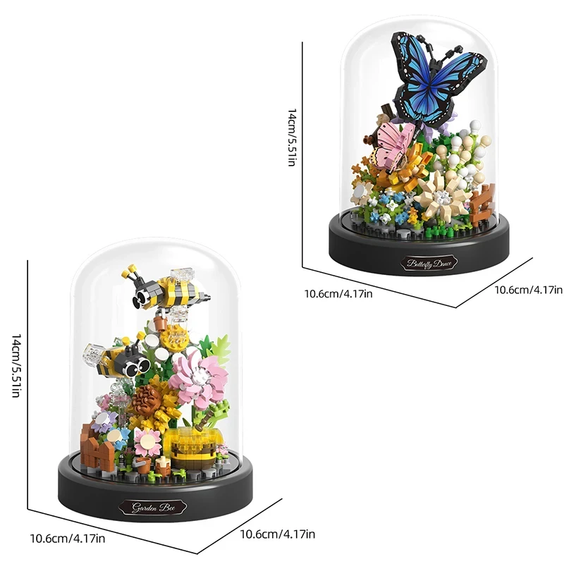 Balody Bee ดอกไม้ผีเสื้อบอนไซ Building Blocks แมลงพืช Potted อิฐฝุ่น DIY ของเล่นเด็กวันหยุดของขวัญ