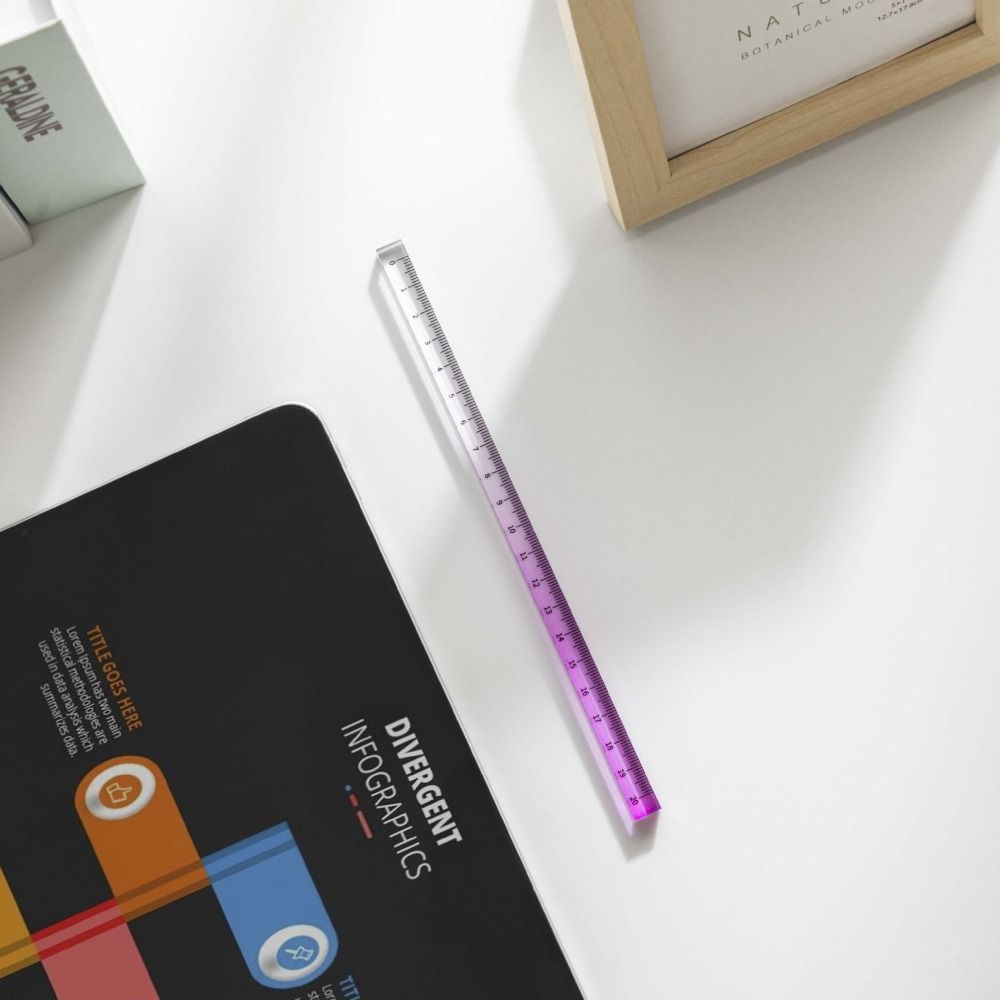 Градиентные прямые линейки, милые школьные офисные принадлежности, инструменты для рисования