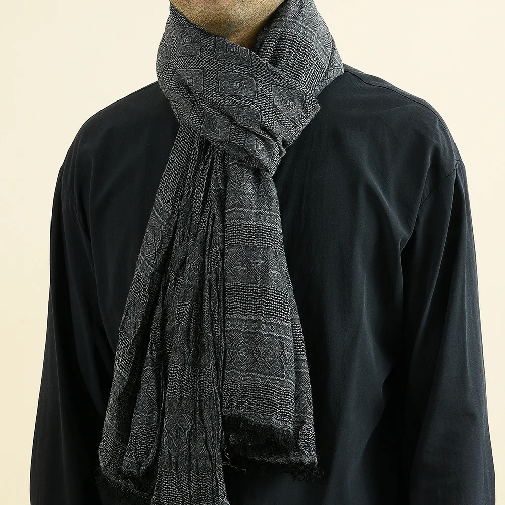 Bufanda de algodón y lino a la moda para hombre, Pashmina cálida para otoño e invierno, Bufanda informal con borlas, bufandas para hombre, bufandas negras y marinas