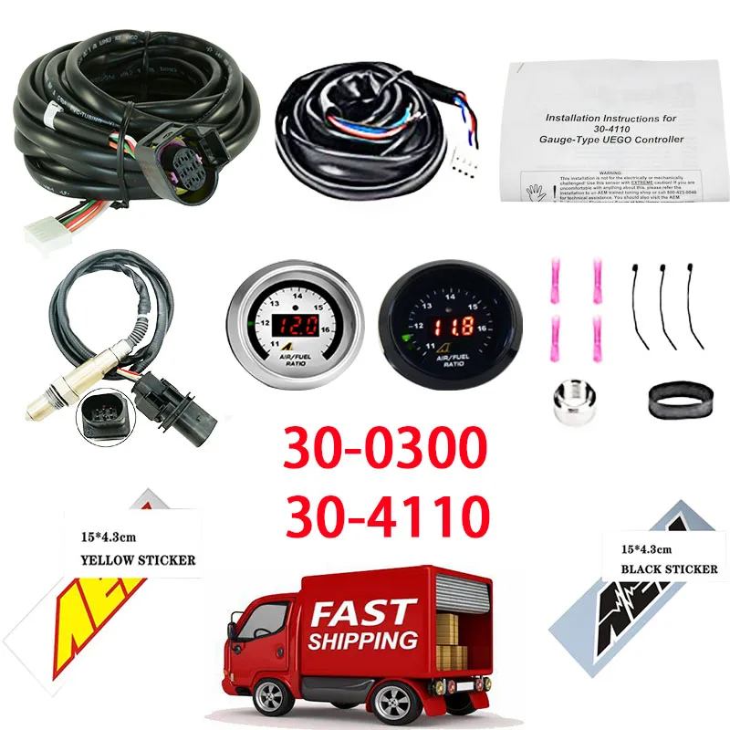 Para calibre de banda ancha AEM 30-4110 30-0300 X-series AFR O2 UEGO Kit de medidor de relación aire-combustible 2 1/16 ", con LSU4.9 0258017025   17025 Sensor