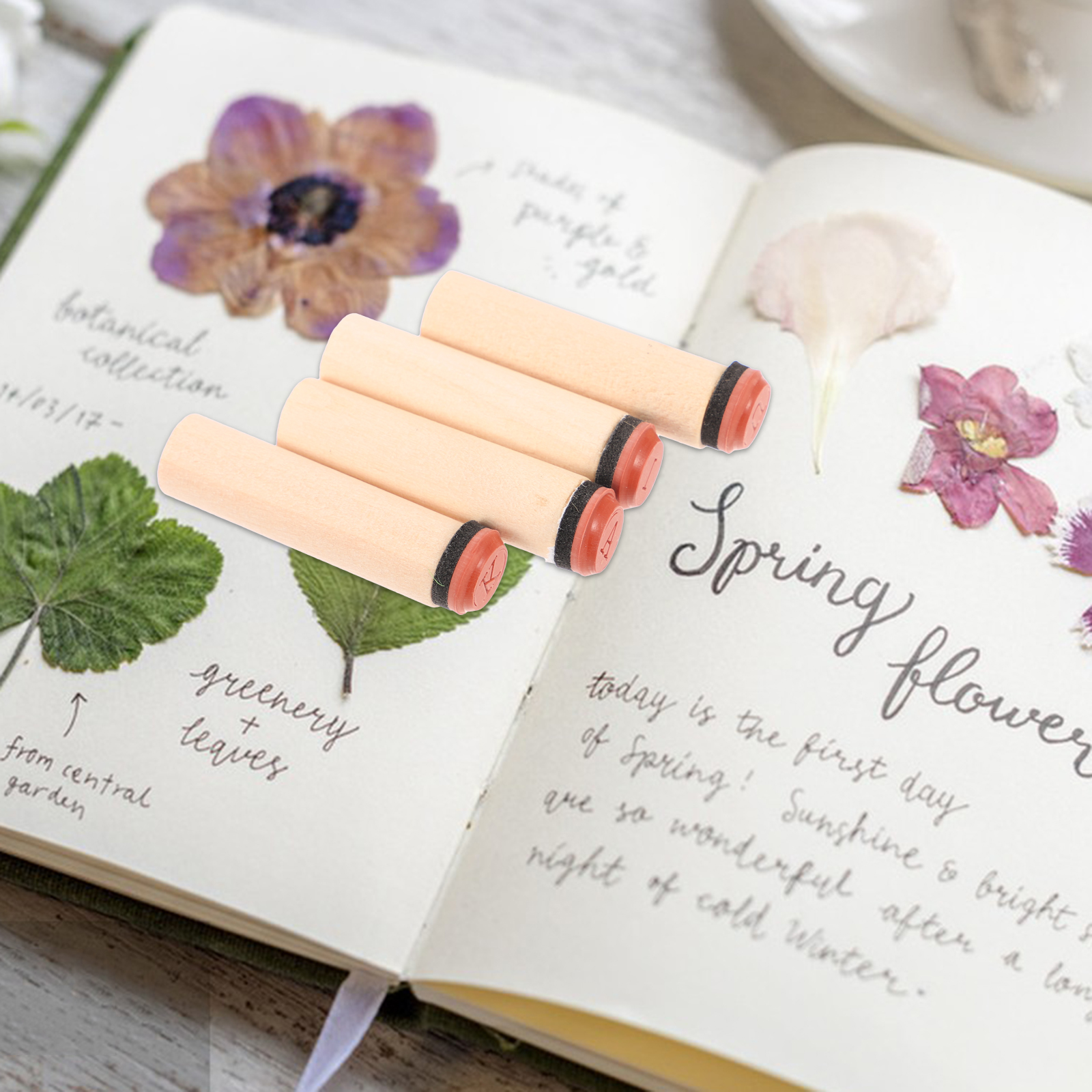 40 Stück Scrapbook-Buchstaben, Zylindersiegel, Holzstempel, Zahlen, DIY-Versorgung, Notizbuch, Basteln