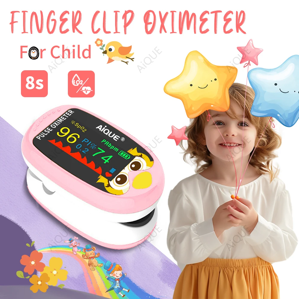Wiederaufladbare Kind Finger Pulsoximeter TFT Display Strap Lanyard Blut Sauerstoff Sättigung Meter Kinder Kinder Oximetro SPO2