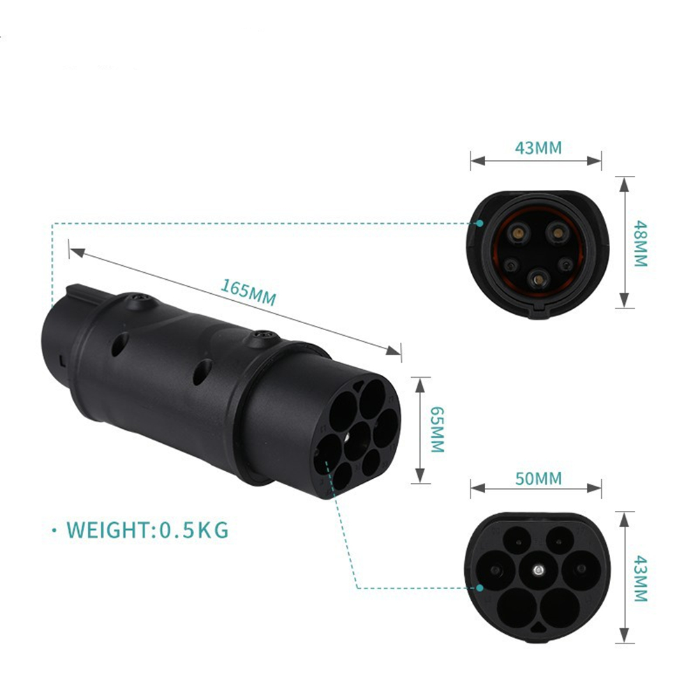 GKFLY Adapter Barrel IEC 62196 Type 2 Pile Side to J1772 Type 1 Vehicle Side Electric Cars Charging 32A EV Charger Connector