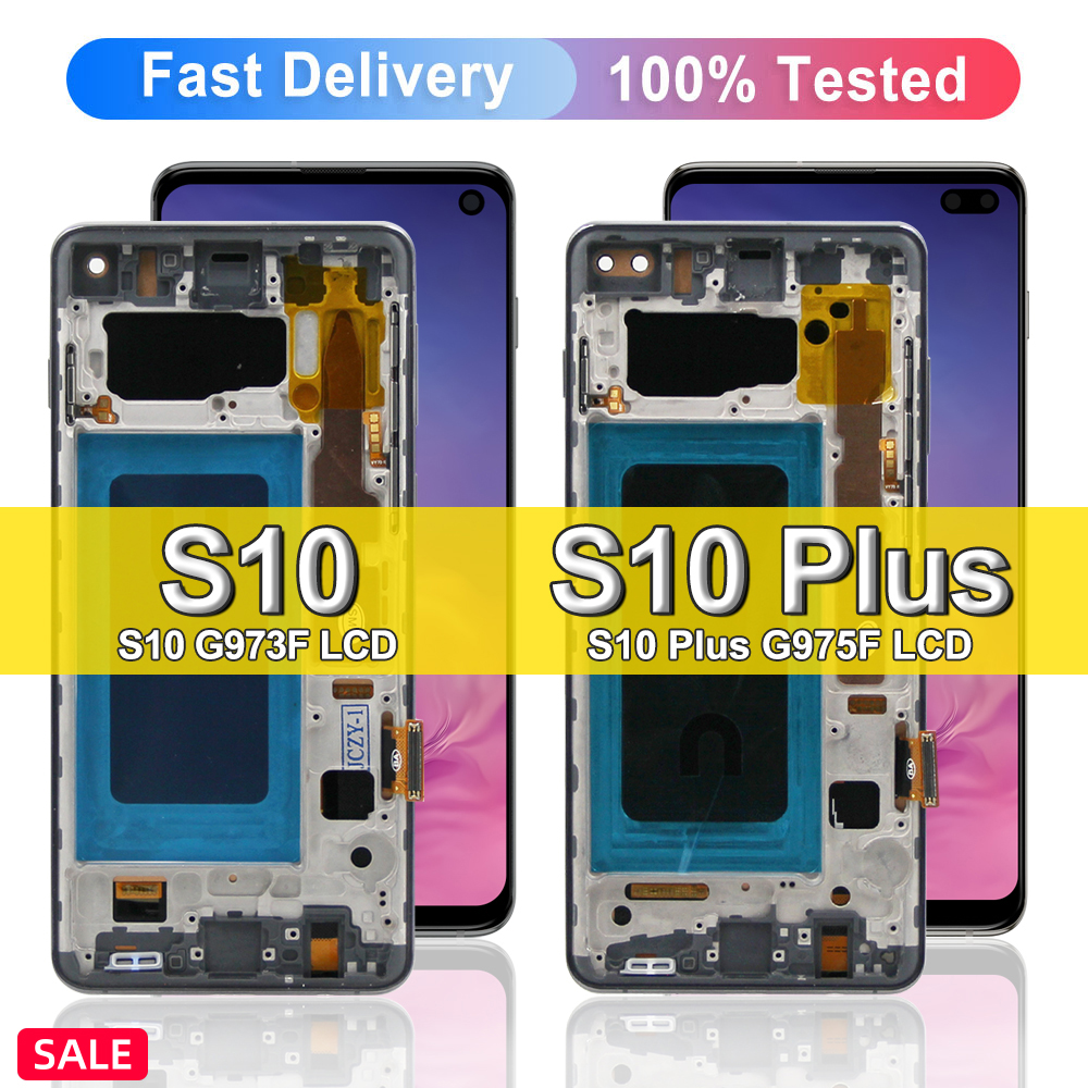 Протестированный сменный экран AAA + TFT для samsung s10 с рамкой, сенсорная панель с дигитайзером в сборе для samsung Galaxy s10 plus, дисплей