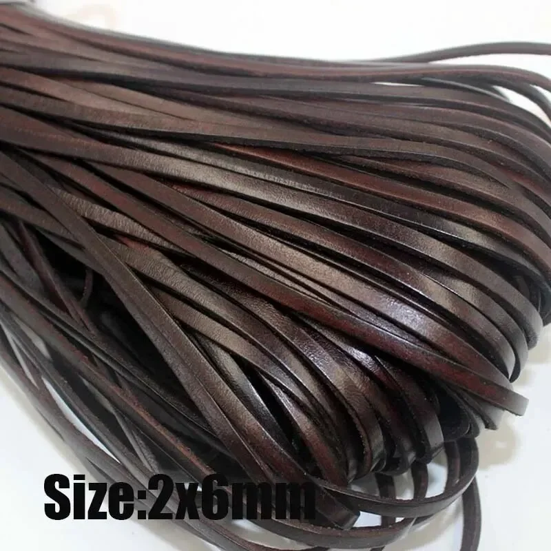 5 หลา Retro คุณภาพสูงของแท้หนังรอบ/แบน Strand เชือกหนังวัว Fit สร้อยคอสร้อยข้อมือ DIY เครื่องประดับ