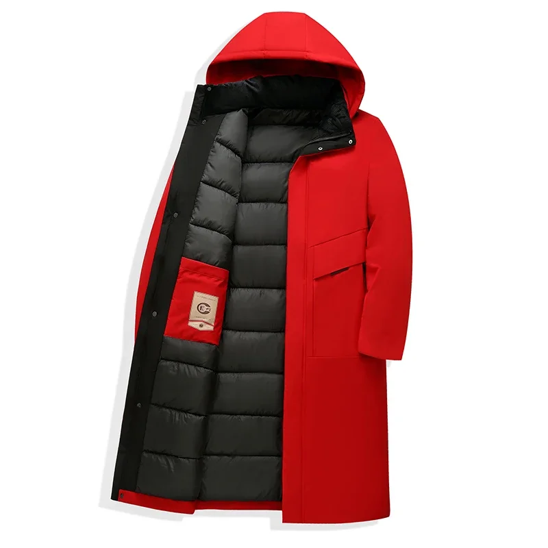 Chaqueta cortavientos de invierno 2024 para hombre, nadadores gruesos y alargados, chaqueta larga cálida de precompetición, gorra desmontable, chaqueta para hombre
