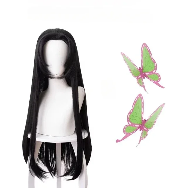 Anime Kochou Kanae Perücke Kimetsu keine Yaiba Cosplay Synthetische Schwarz Lange Hitzebeständige Synthetische Haar Perücken Halloween Party