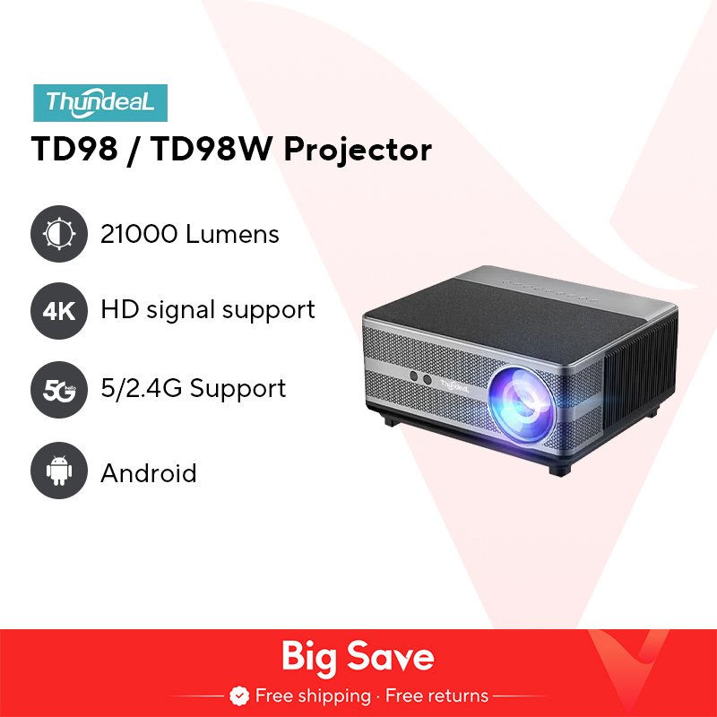 ThundeaL-proyector Full HD para cine en casa, dispositivo de proyección LED TD98 de 1080P, WiFi, 2K, 4K, vídeo, película, Beamer, TD98W, Android, PK, DLP