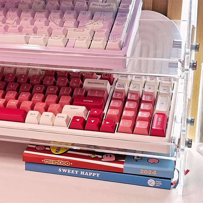 Keyboard Display Stand Acrylic Shelf Transparent Desktop Organizer Mechanical Keyboard Multi Storage Multifunctional Storage