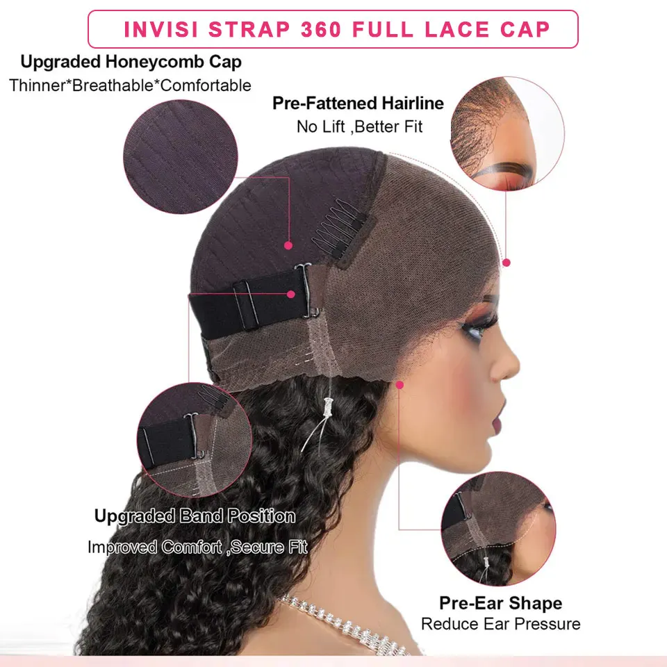 Onda do corpo invisi cinta 360 peruca cheia do laço cabelo humano 5x5 sem cola puxar ir perucas com cordão elástico 13x6 hd peruca frontal do laço