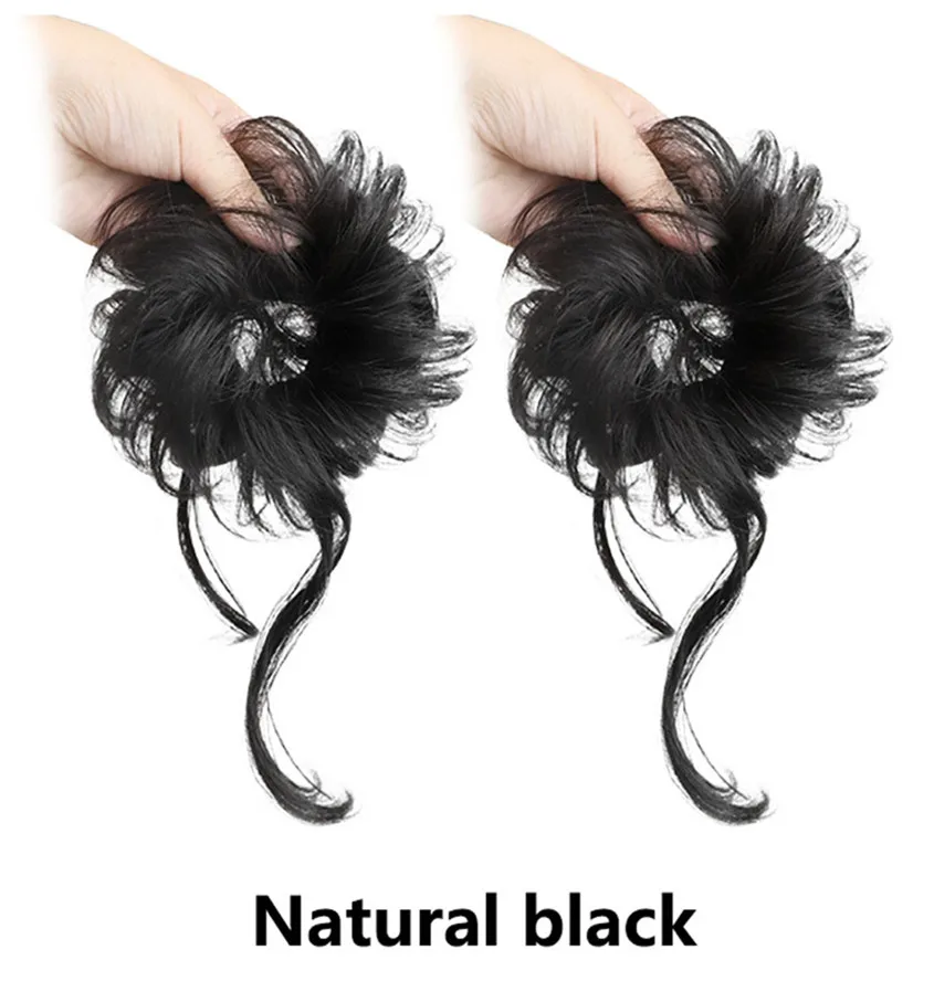 Coque de rosquinha encaracolado sintético com elástico, scrunchies bagunçado, coque updo, extensões de cabelo para mulheres