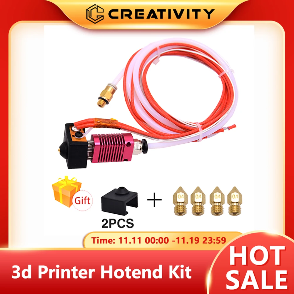 For Creality Ender 3 Металлическая J-образная головка CR10 MK8 Комплект экструдера Hotend Нагревательный блок сопла Термистор нагревателя для 3D-принтера CR10s Pro Ender3 V2 Ender 5