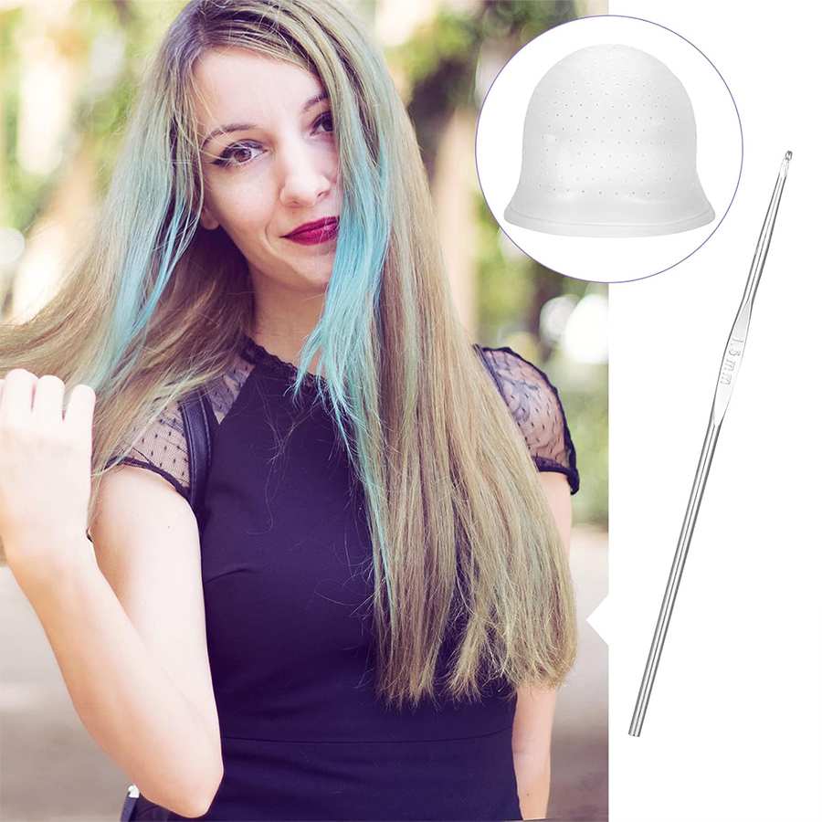 Cuffia per colorare i capelli in silicone per parrucchiere con ago Strumento professionale per tintura da salone Evidenzia la tintura