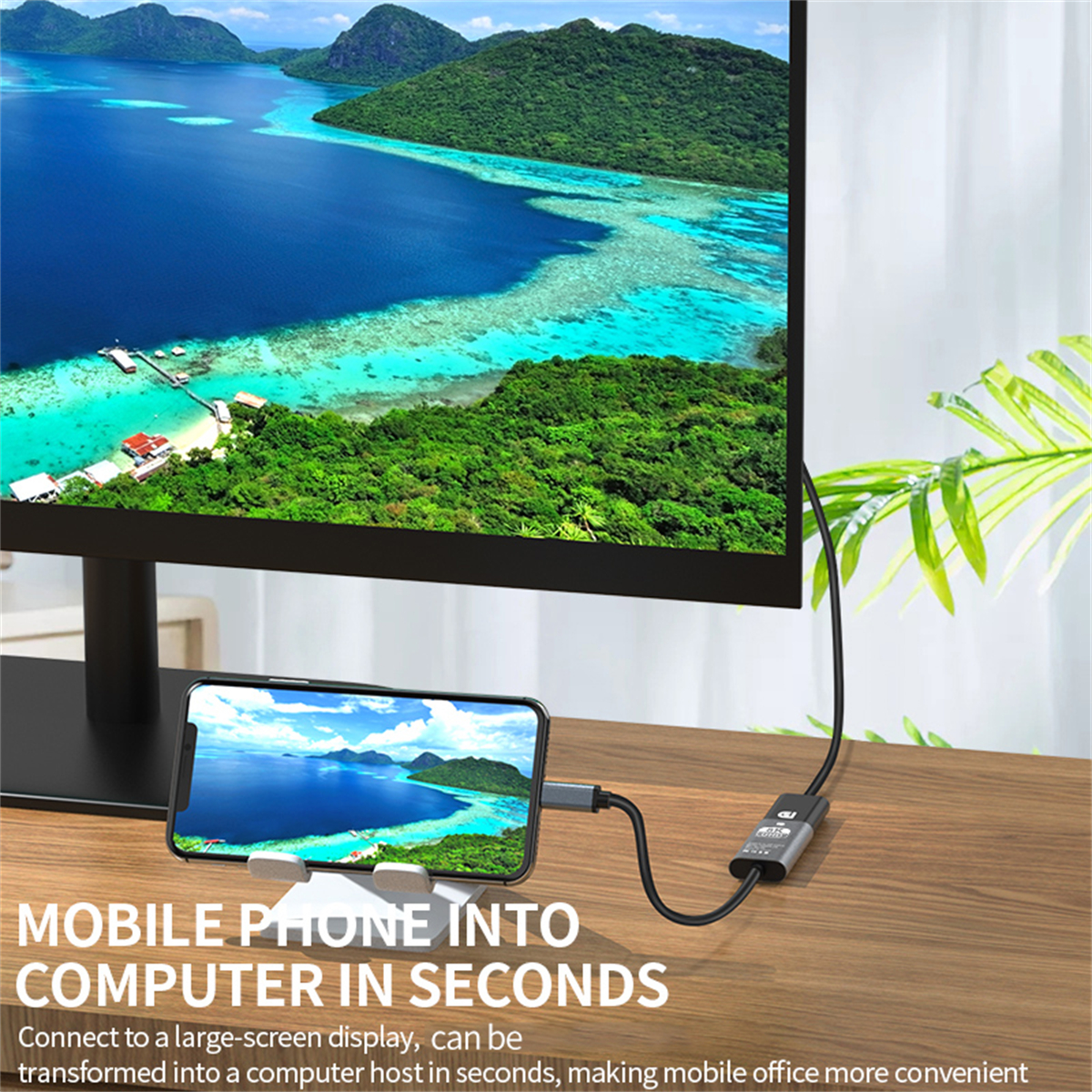 8K60Hz USB-C auf DP-Konverter, Aluminiumgehäuse Typ-C auf DP-Adapter für MacBook, Tablet, Mobiltelefon, Laptop