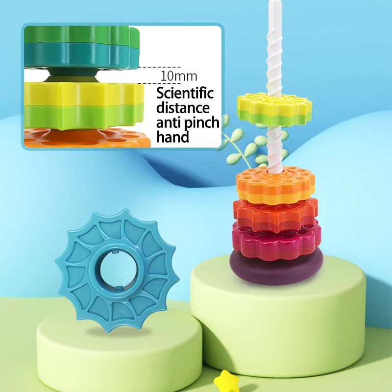 Rainbow Turret Stacking Music Color Nesting Ring 1-3 Anos de Idade Infantil Bebê Turn Turret Puzzle Early Education Brinquedos