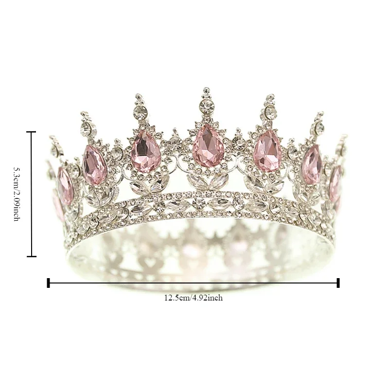 Red Pink Silver Gold Crystal Crown Cake Topper for Gril Birthday Party Cake Decorations