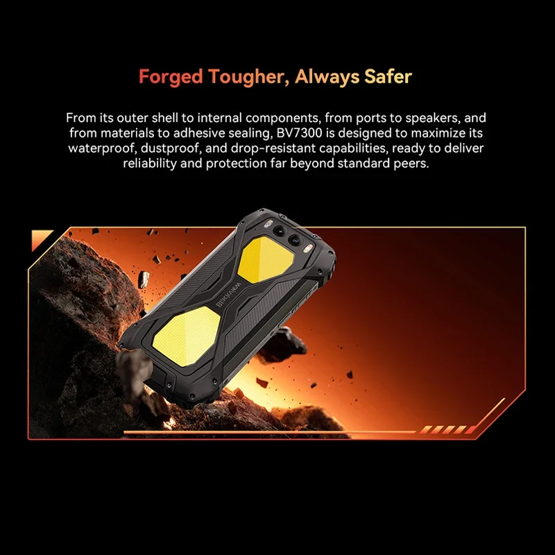Blackview BV7300 Rugged Phone 6.67'' HD+ IPS 90Hz Display Dual Camping Light NFC 15000mAh 45W Fast Charge Android 14 Cellphone
