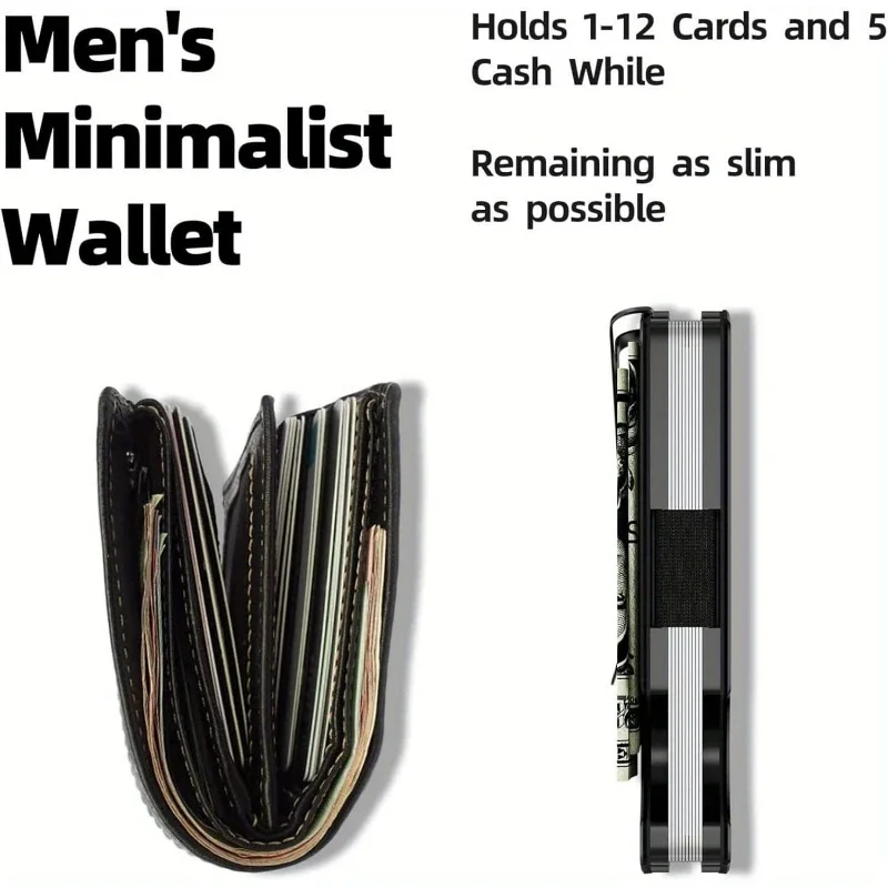 ANTI RFID Blocking Minimalist Card Holder Wallet for Men 2025 Slim Mini Fashion Wallet - Metal Wallet with Money Clip for Unisex