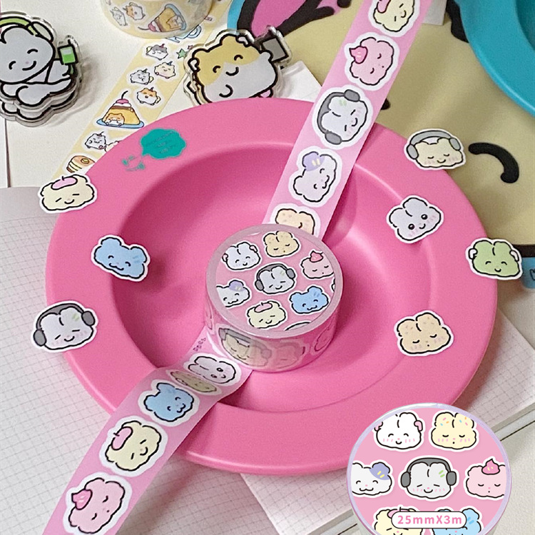 Kawaii 3m diy mão tenda fita adesivo kpop adesivos decorativos bonito dos desenhos animados papelaria escolar