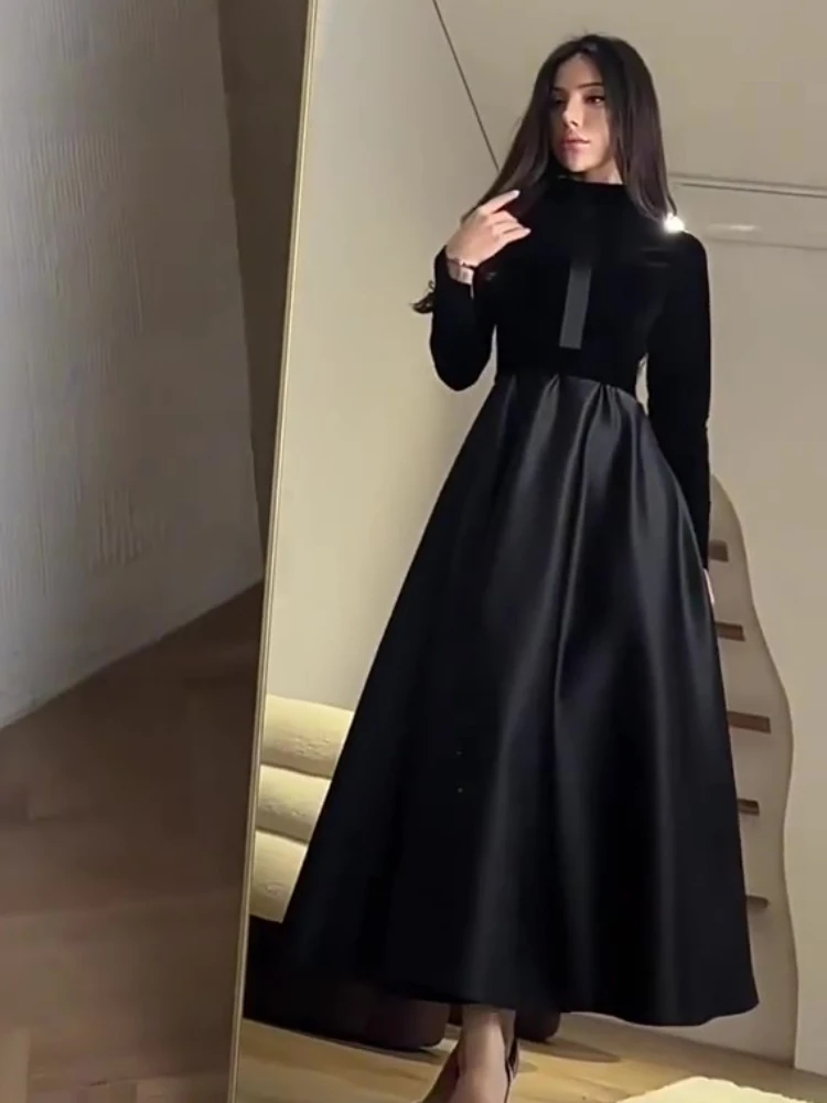 Vestido musulmán Eid de terciopelo para mujer Abaya otoño primavera vestidos de fiesta gruesos Ramadán Abayas Kaftan Islam Dubai árabe vestido largo 2024
