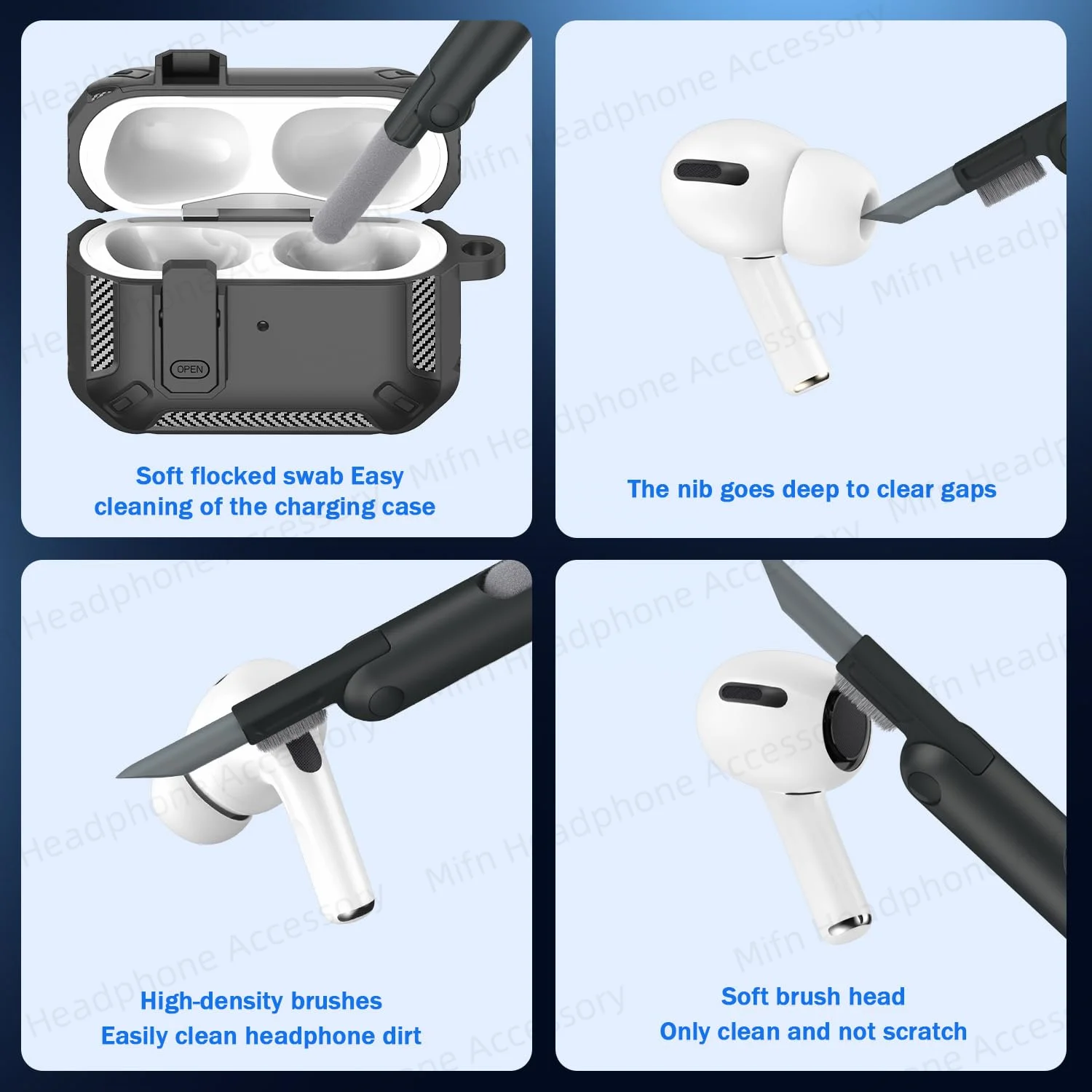 AirPod Pro 2023 switch case with Cleaner Kit Luxury Fall Prevention TPU Protective Cover For AirPod Pro 3rd/2nd Generation Case