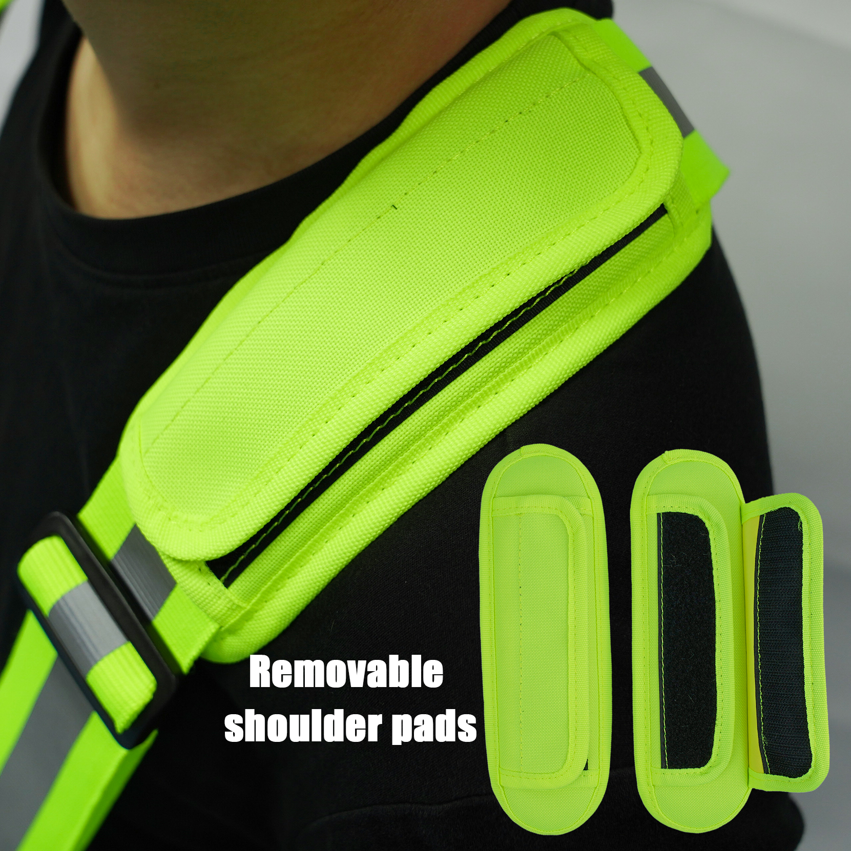 KUNN Hi-Vis gereedschapsriem bretels Zware reflecterende veiligheidswerkbretel met verwijderde gewatteerde schouder, 4 stuks gereedschapsriemlussen