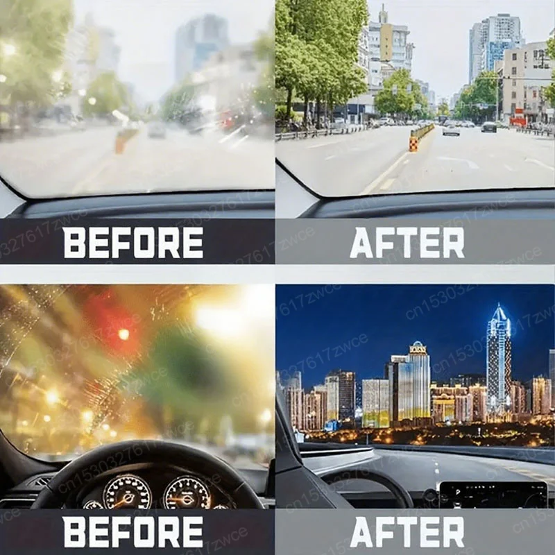 Autoglas-Polierpaste, Windschutzscheiben-Ölfilm und Oxidationsentfernung, langlebiges, hydrophobes, wasserabweisendes Anti-Regen-Polier-Set