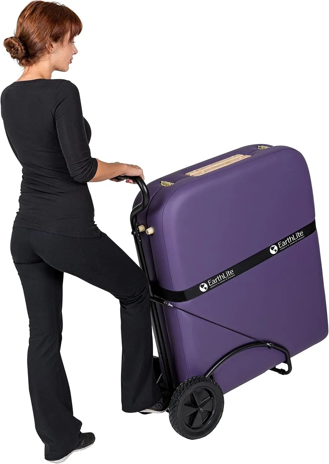 Massage Table Traveler Cart - Sturdy Platform with Large Rubber Wheels & Telescoping Handle / Fits Most Brands & Sizes