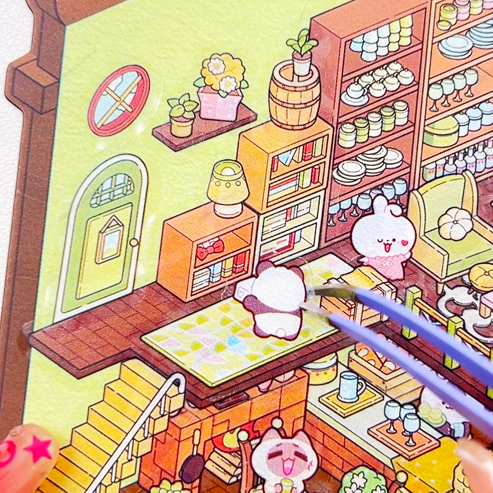 1-4 Magic Treasure Collection Style 3D Landscaping Stickers Miniature Scene DIY Cabin Scene Stacking Pasting Cute Gift Kid Child