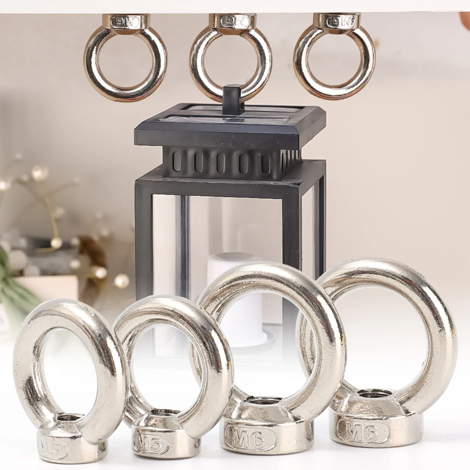 5-20pcs M5/M6 Circular Lifting Ring Nuts Lifting Eye Threaded Nut Fastener Eyebolt Zinc Alloy Ring Hooking Nut Screws Tools