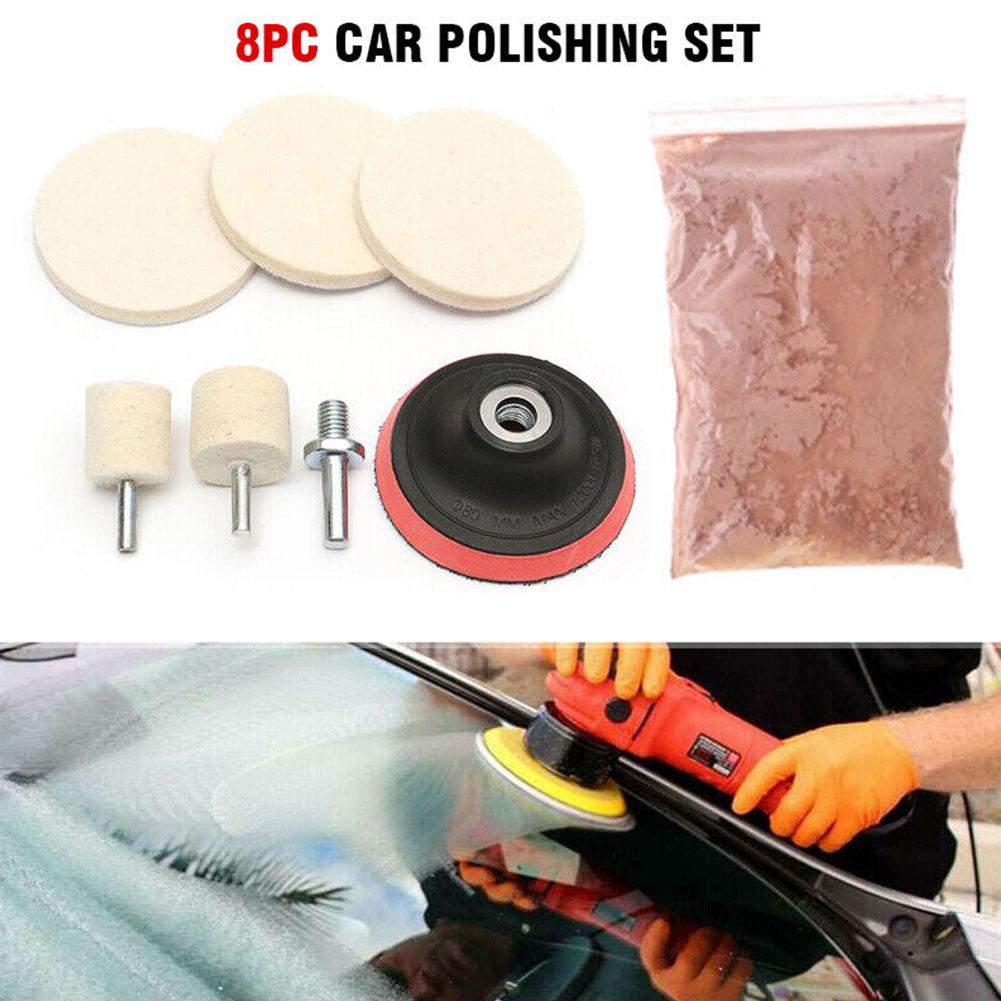 8 ชิ้น/เซ็ต 4 OZ ผงซีเรียมออกไซด์นาฬิกากระจกหน้าจอ Windows ชุดขัดทําความสะอาด Scratch Removal Polishing Backing Pad