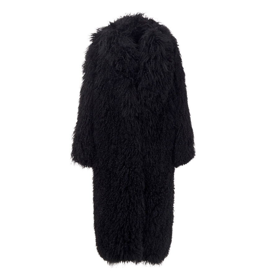 Real Mongolian Sheep Fur Coat Women Long Natural Lamb Fur Coat Fluffy Jacket Winter Luxury Outerwear