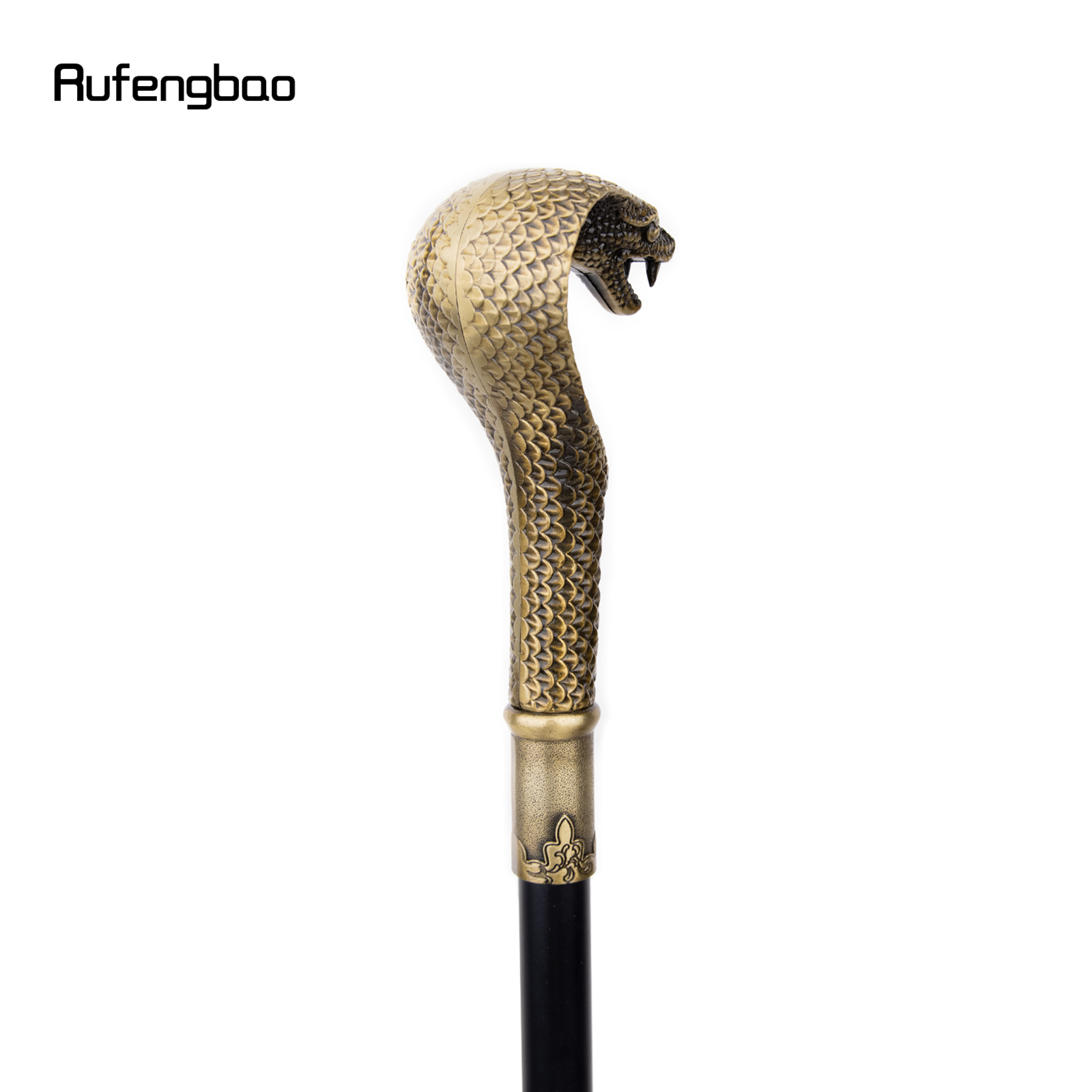Luxus-Gehstock mit Schlangengriff aus Bronze und versteckter Platte, Selbstverteidigung, modische Gehstockplatte, Cosplay, Crosier-Stick, 93 cm