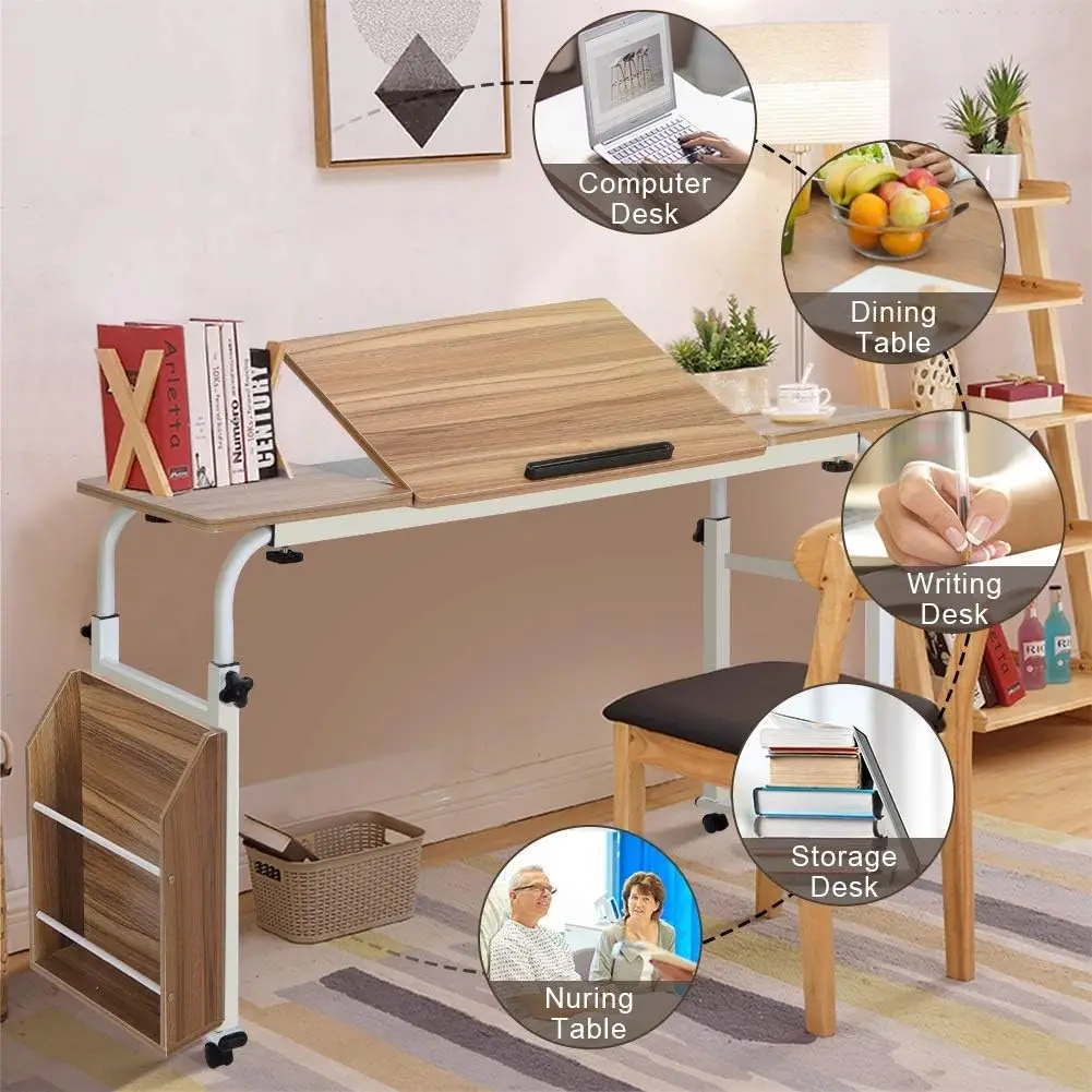 Over Bed Table with Wheels Rolling Laptop for Recliner Mobile Computer Desk Standing Workstation Laptop Cart with Heavy