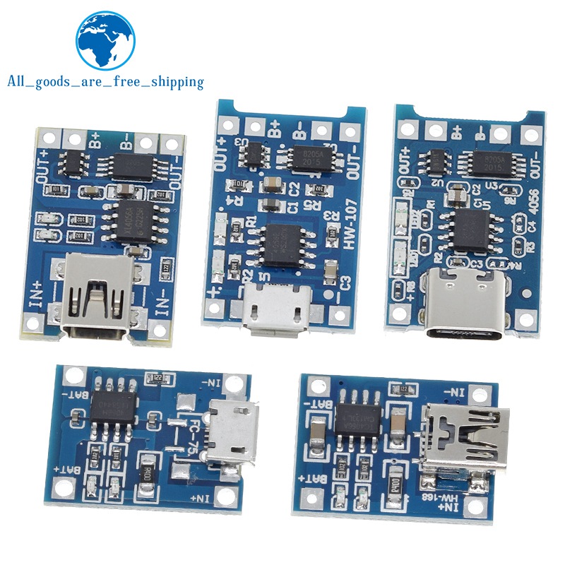 TZT 5 Stuks Micro USB 5V 1A 18650 TP4056 Lithium Batterij Oplader Module Opladen Board Met Bescherming Dubbele Functies 1A Li-Ion