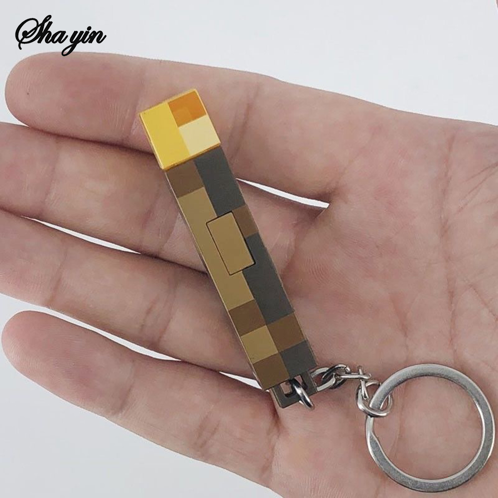 Mini Torch Keychain Rechargeable Light Torch Plastic Game Model Toys Backpack Decorative Pendant Holiday Party Gifts
