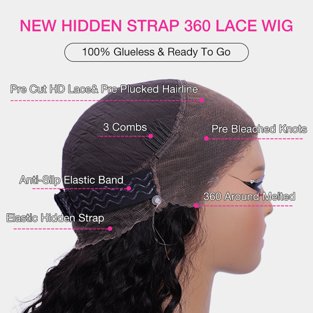 250% 36-30 inch 360 Full Lace Wig 100% Human Hair Drawstring Adjustable Hd Lace Invisi Strap Kinky Curly Deep Water Glueless Wig