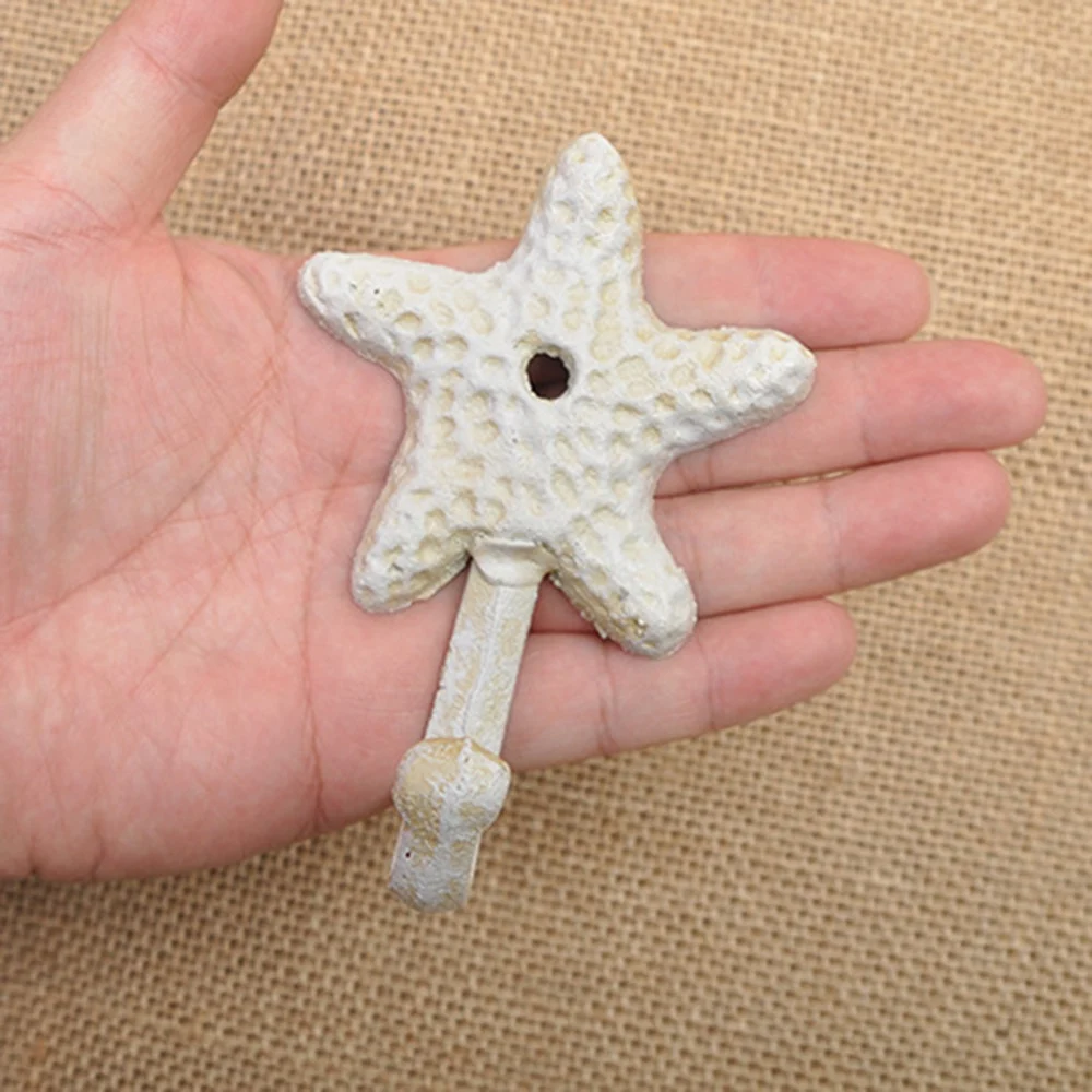 Starfish Cast Iron Decorative Wall Hooks Coats Aprons Hats Towels Hooks Beach Ocean Theme Chic Metal Hooks