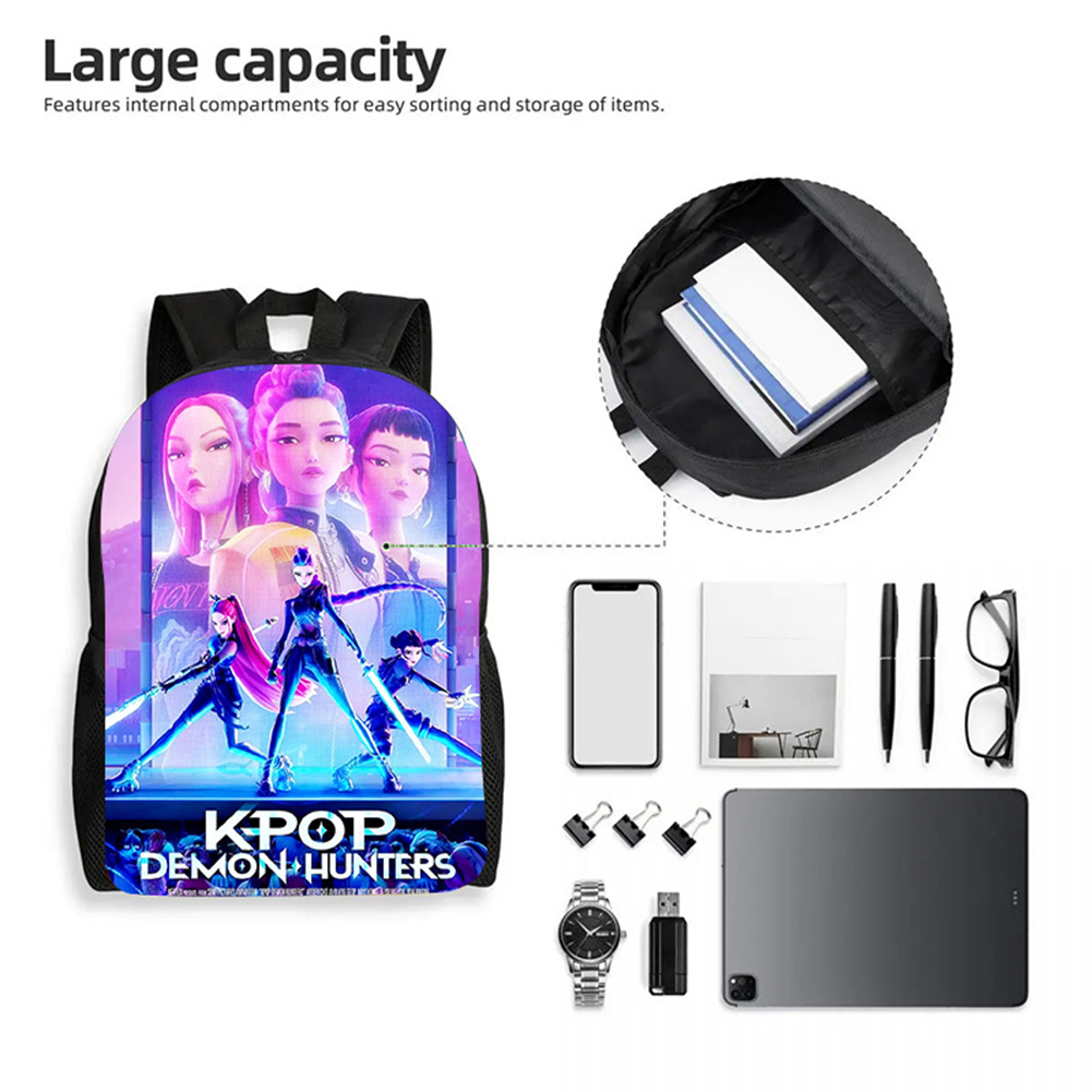 K-pop demon huntes moda mochila para meninas meninos anime dos desenhos animados grande capacidade mochila crianças multi-função bolsa de ombro