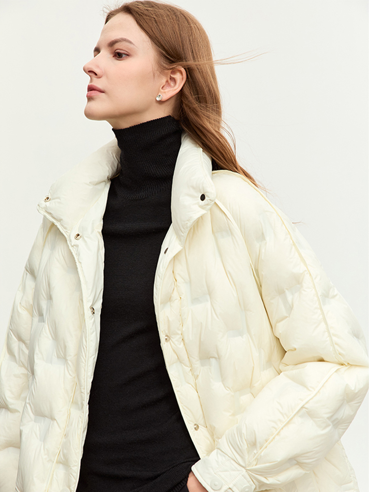 AMII-abrigos de plumón minimalistas para mujer, chaquetas largas holgadas de manga raglán con cuello levantado, cálidas, para oficina, invierno, 2024, 12324010