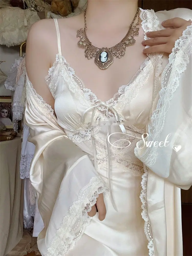 2022 outono seda sexy cinta vestido feminino casual coreano elegante longo split vestido retalhos vestido de renda moda feminina elegante decote em v