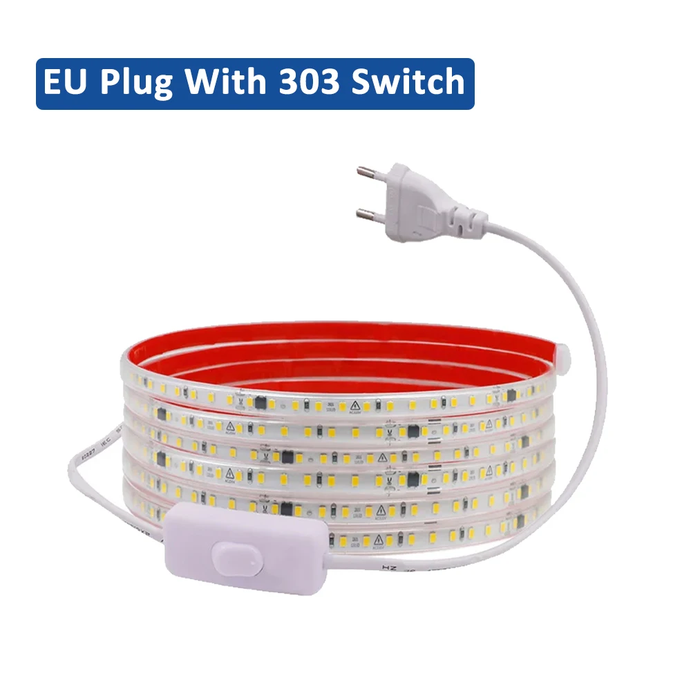 AC 220V 방수 LED 스트립 빛 SMD 2835 120LED/m 1M 2M 5M 8M 10M 20M 홈 조명 장식에 대 한 유연한 리본 테이프 램프